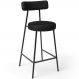 Banqueta Baixa Para Cozinha Sala De Jantar Bar Bancada Milão L02 Couríssimo Preto - Lyam Decor