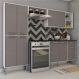 Cozinha Compacta Multimóveis Coimbra FGL2840 com Armário e Balcão Branca/Lacca Fumê