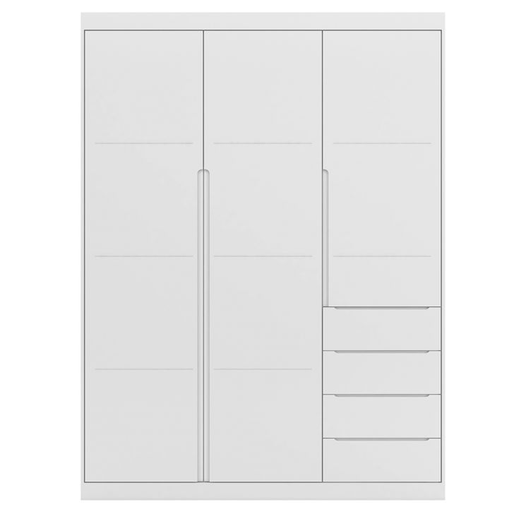 Guarda Roupa Infantil 3 Portas 4 Gavetas Pérola Branco - Phoenix