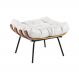 Puff Decorativo Sala de Estar Costela Couro Branco G34 - Gran Belo