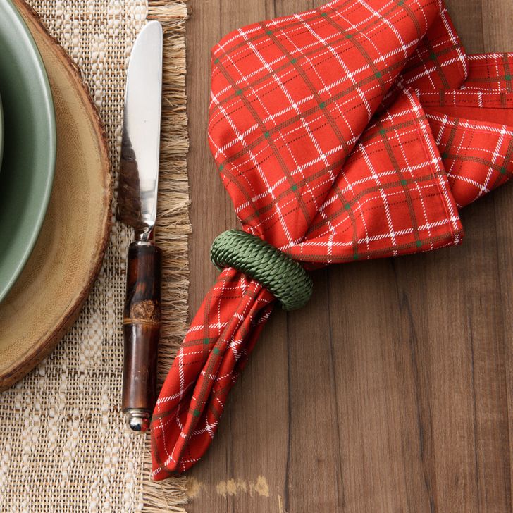 Kit com 4 Anéis de Guardanapo Rayon Olive