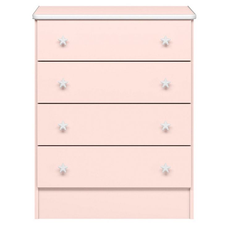 Cômoda Infantil 4 Gavetas MDP Doce Mel Rosa