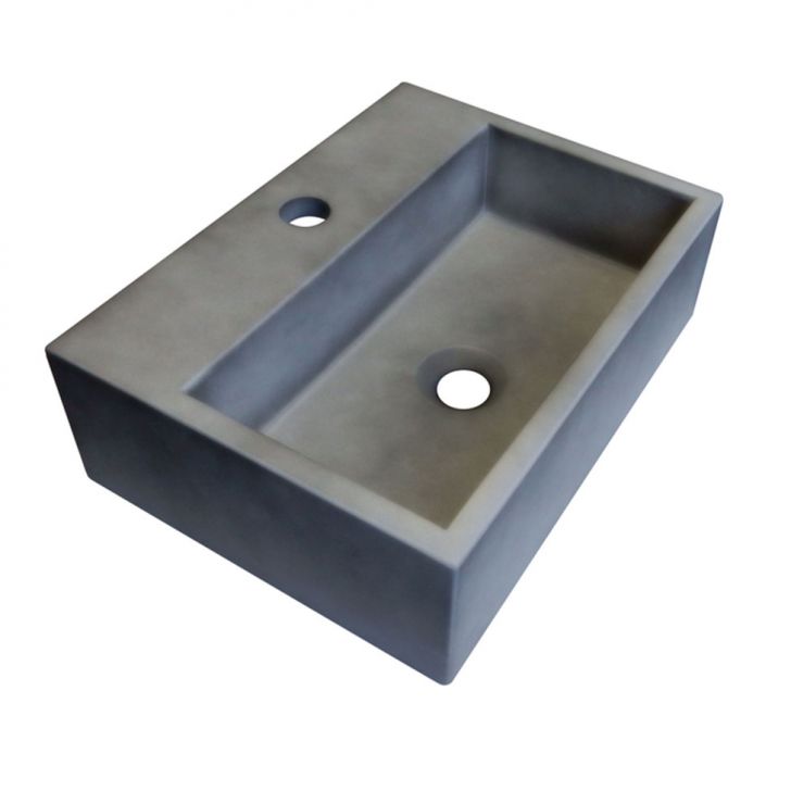 Cuba Para Banheiro Retangular Safira Concreto 40x30 Cm