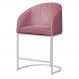 Poltrona Cadeira Banqueta Mia Base Branca Veludo Rosa - Montanaris Decor