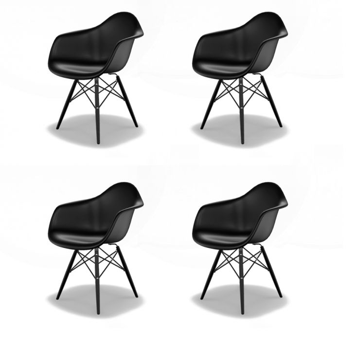 Conjunto com 4 Cadeiras Eames Arm DSW Preto