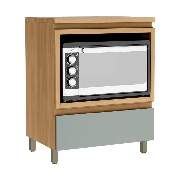 Balcão de Cozinha Rainha com Tampo 1 Gaveta Nature e Verde