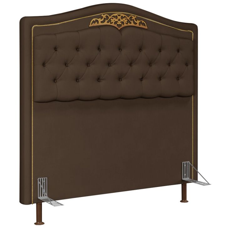Cabeceira Cama Box Casal King 195cm com Tachas Imperial Veludo J02 Chocolate - Mpozenato