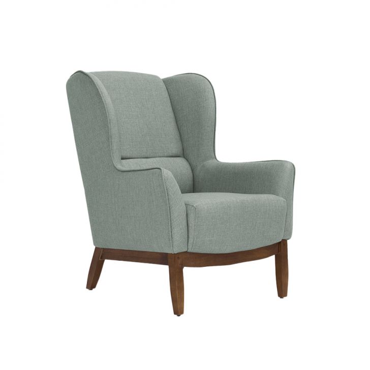 Poltrona Milena Linho Verde Salvia E Madeira