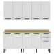 Cozinha Modulada 6 Pecas 190 cm MDF Branco Carvalho Tecno Mobili