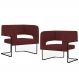 Kit 02 Poltronas Decorativas Scarlett D02 Base de Aço Preto Veludo Marsala B-278 - Lyam Decor