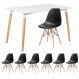 Mesa de jantar retangular Eames 80 x 120 cm branco + 6 cadeiras Eiffel DSW Preto
