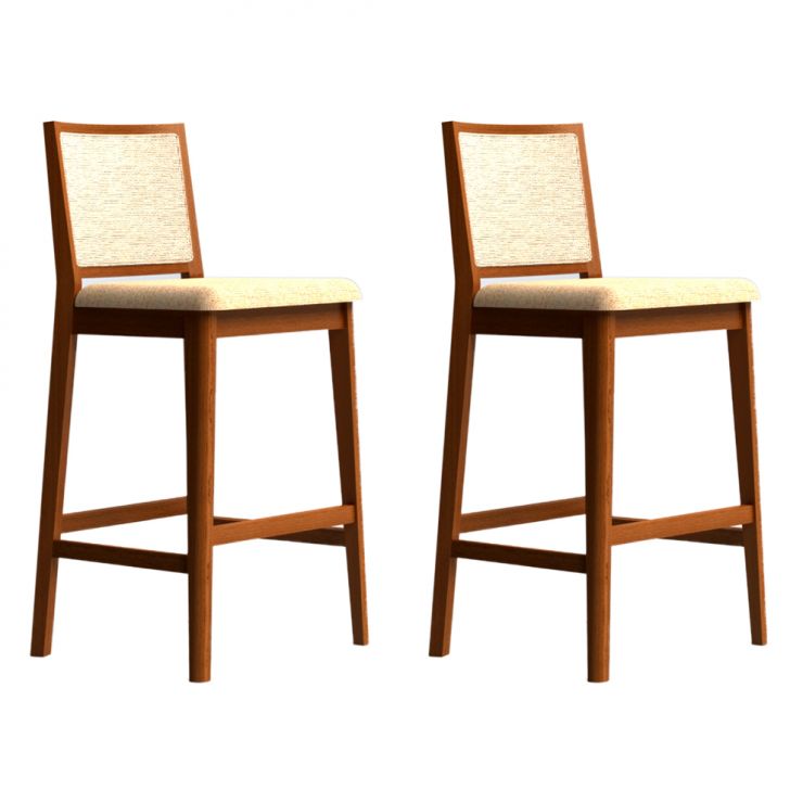 Conjunto com 2 Banquetas Sila Imbuia e Bege