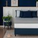 Cama Box Queen Azul com Colchão Guldi Dream Mola Ensacada (30x158x198) Cinza e Branco