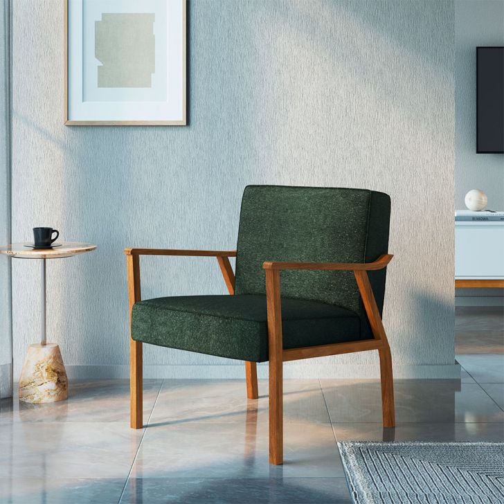 Poltrona Antonia Algodão Verde E Nogueira