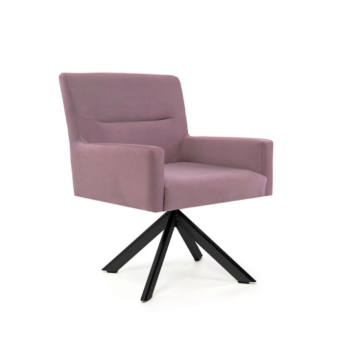 Poltrona Giratória Angel Iv Veludo Rosa