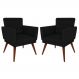 Kit 02 Poltronas Decorativa Pés Palito Nina Encosto Estilo Capitonê Preto - DS Móveis
