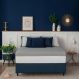 Cama Box Casal Azul com Colchão Guldi Dream Mola Ensacada (30x138x188) e 2 Travesseiros Guldi Dream Branco e Azul