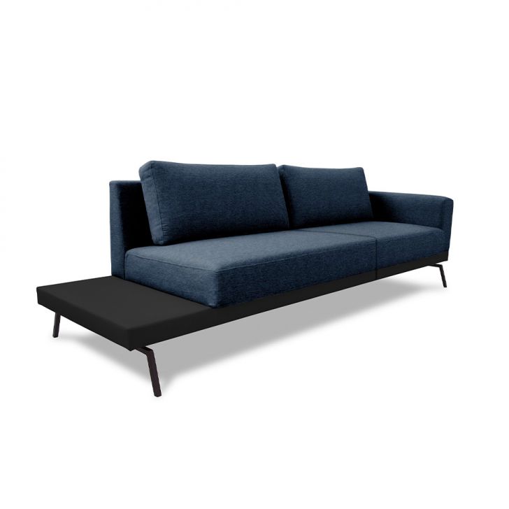 Image of Sofá 4 Lugares Matteo Com Mesa De Apoio Esquerda Linho Azul 260 Cm PLA-MO895UP91PTWMOB