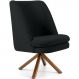 Poltrona Decorativa Base Giratória de Madeira Pérsia D02 Veludo Preto B-300 - Lyam Decor