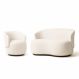 Conjunto de Poltrona + Namoradeira Decorativa Sala Estar Orgânica Beatriz Boucle Bege - Montanaris Decor