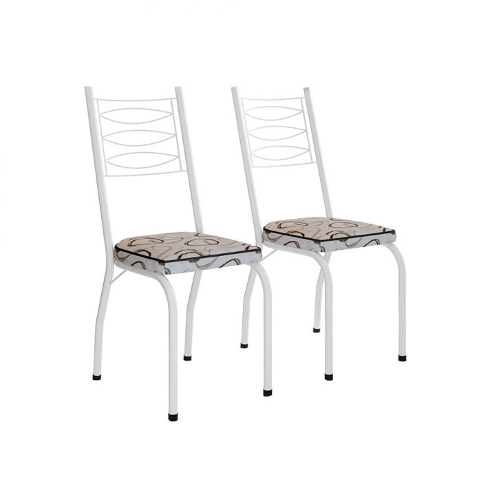 Conjunto com 2 Cadeiras Ludi Estampado Cedro e Branco