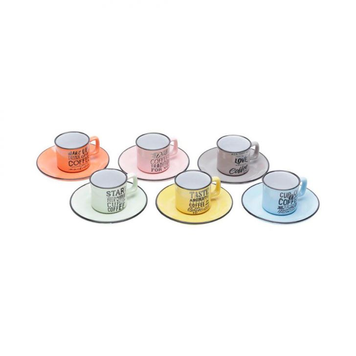Kit Xícaras Com 6 Peças Coffee Coloridas 80 Ml