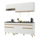Armário de Cozinha Compacta 190cm com Leds Veneza Up Multimóveis V2030 Branco/Dourado