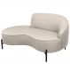 Sofá Curvo 03 Lugares 180cm Braço Esquerdo Thommy Pés Preto Fosco Linho Off White - Nexta Casa