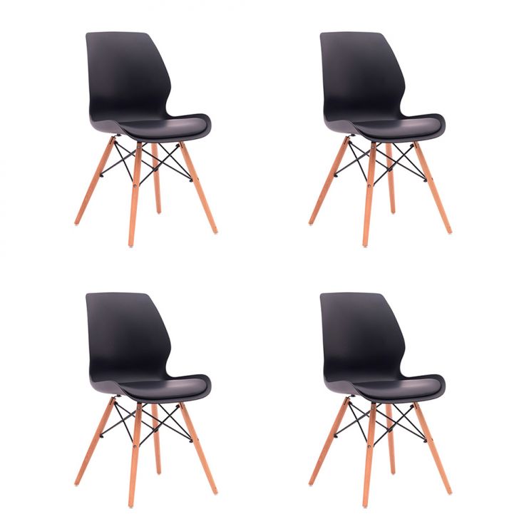 Conjunto com 4 Cadeiras Eames Eiffel Rubi Preto