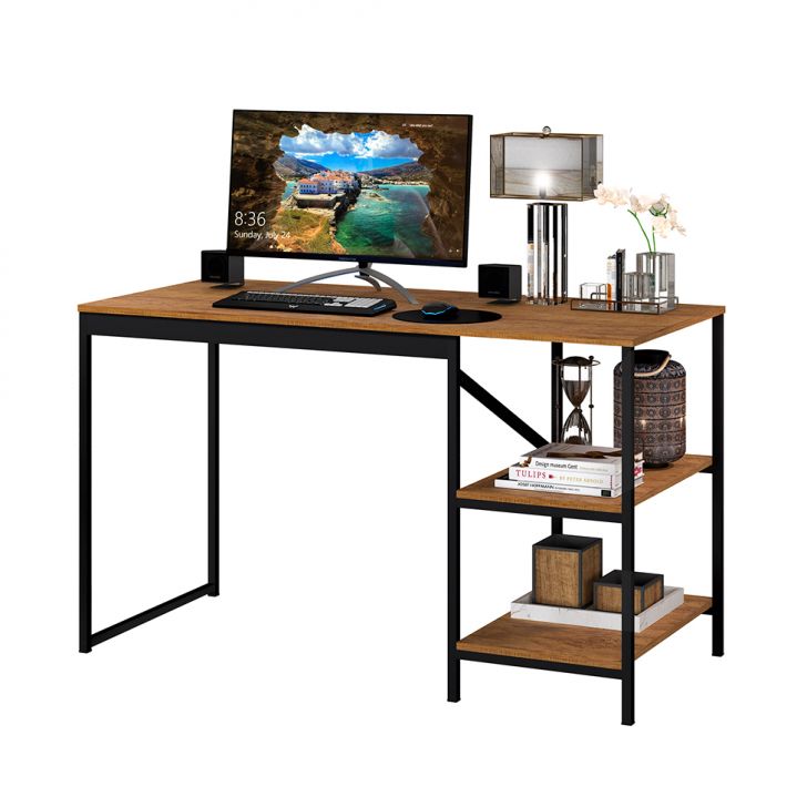 Escrivaninha Slim Canela Rústico e Preta