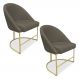 Kit 02 Cadeiras Poltrona de Jantar Bela Suede Marrom Rato Base Metálica Industrial Dourado - Pallazio