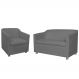 Combo 01 Namoradeira mais 01 Poltrona Decorativa Tilla Pés Cromados Suede Cinza - DS Estofados