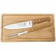 Kit para Churrasco Tramontina Tábua de Corte Garfo e Faca Aço Inox com Cabos Madeira 3 Peças