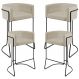 Kit 04 Banquetas Decorativas Fixa Base de Aço Preto Betina D02 Corano Bege C-26 - Lyam Decor