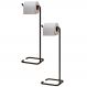 Kit 02 Suportes Papeleira De Chão Para Banheiro Lavabo Set Aço Multiuso D01 Preto Fosco - Lyam Decor