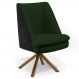 Poltrona Decorativa Base Giratória Pérsia D02 Linho Verde Musgo C-117 Corano Preto B-97 - Lyam Decor