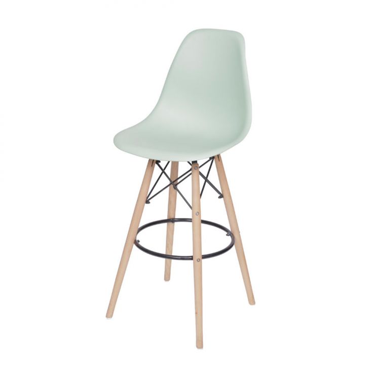 Banqueta DKR Eames Verde Claro e Madeira
