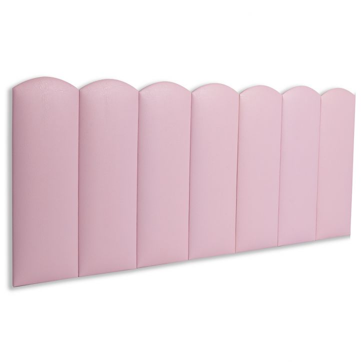 Cabeceira Casal Estofada Para Cama Box Kit 7 Placas Adesivas - Modelo Nuvem Courino Rosa