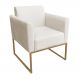 Poltrona Decorativa Base Industrial Dourada Maressa S03 Suede Bege - Ibiza