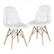 Kit 2 cadeiras estofadas Charles Eames Eiffel Botonê com pés de madeira clara Branco - Nacional