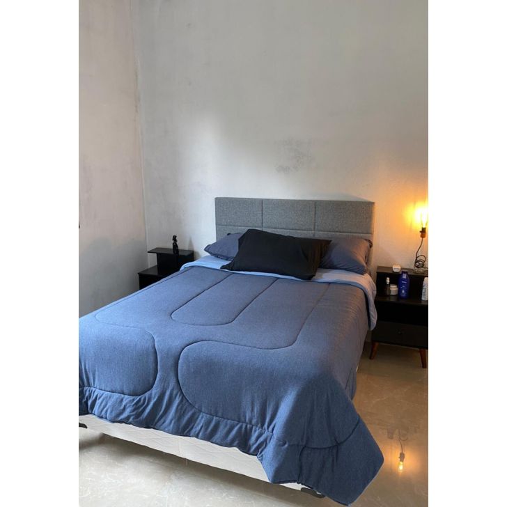 Cabeceira Estofada Casal 6 Blocos Não é Segredo Linho Cinza Claro 140x60