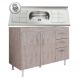 Balcão Gabinete Pia Inox 120cm Nathan 2 Portas Rústico - Nathy Móveis