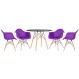 Mesa redonda Eames 100 cm preto + 4 cadeiras Eiffel DAW Roxo