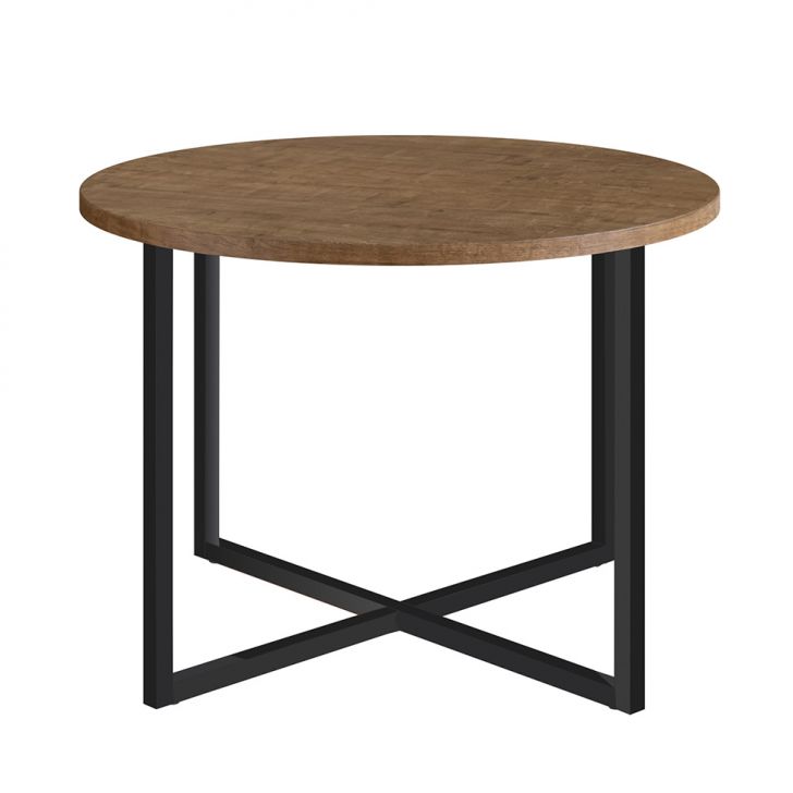 Mesa de Centro Redonda Acácio Marrom Claro e Preta 50 cm
