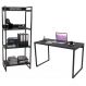 Conjunto Escritório Estilo Industrial Mesa 120cm e Estante 60cm 4 Prateleiras Prisma C08 Preto Onix - Mpozenato