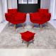 Kit 2 Poltronas Decorativas Para Sala Recepção Manicure ePuff Decorativo Para Quarto Penteadeira Suede Vermelho