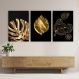Quadro Tela Composição Preto E Dourado No Chassi 3X 45X30Cm