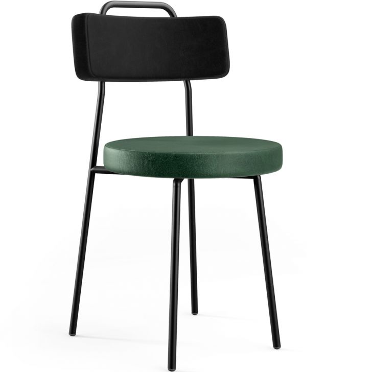 Cadeira Decorativa Estofada Sala Jantar Barcelona L02 Couríssimo Preto Facto Verde Musgo - Lyam