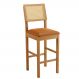 Banqueta Jade 03 com Rattan Couro Caramelo Pés em Madeira JCM