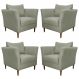 Kit 4 Poltronas Decorativa Sala de Estar Pés Palito Lubbock Couro Fendi G58 - Gran Belo